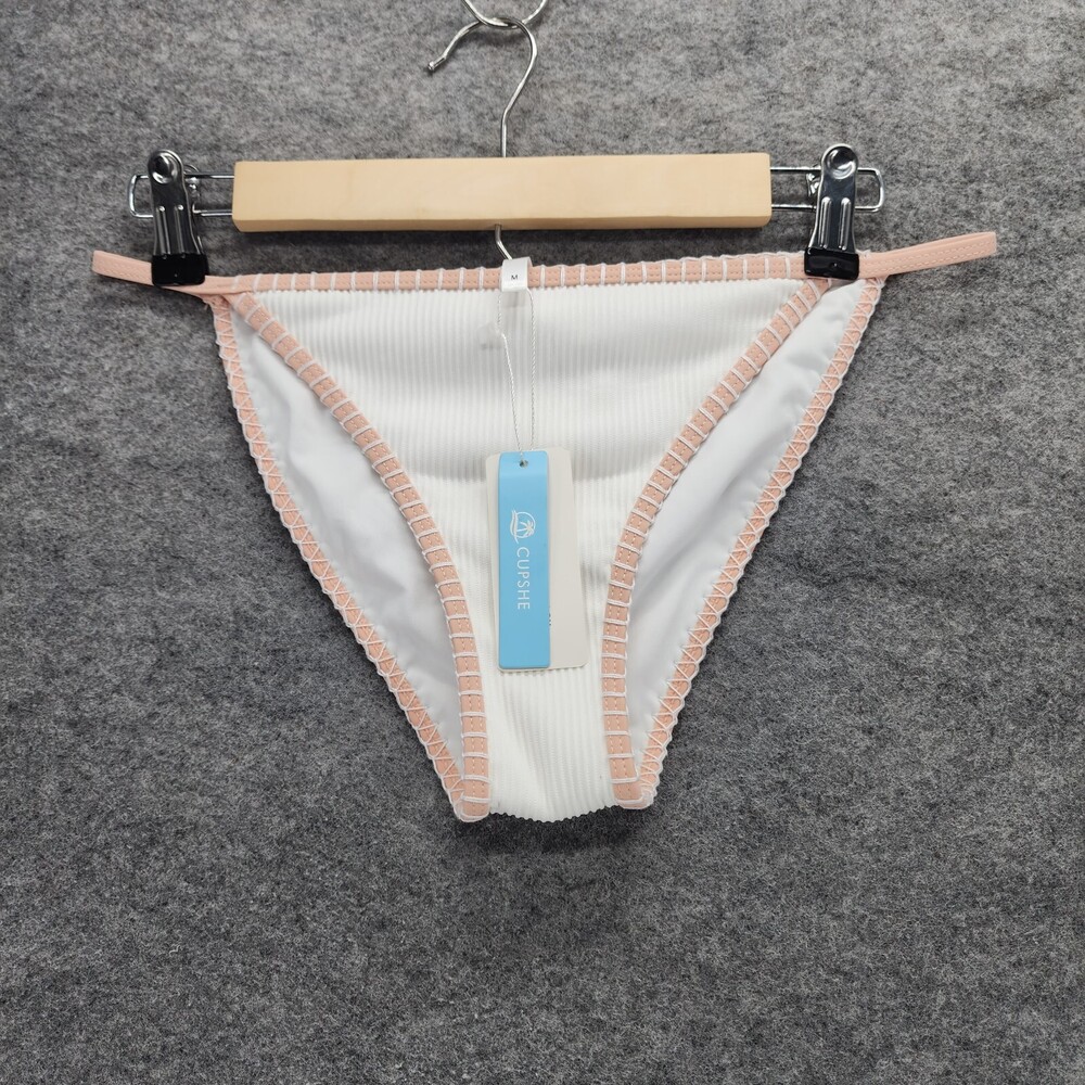 Cupshe Bikini Womens Medium White Ribbed Swimwear